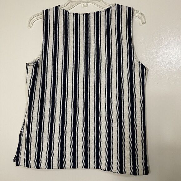 THEORY navy white knitted striped sleeveless tank top size medium - Picture 5 of 5